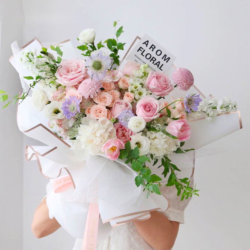 Giấy Gói Hoa Bóng Mờ Viền Đồng Cao Cấp Không Thấm Nước Tập 20 Tờ Chất Dày Dặn
