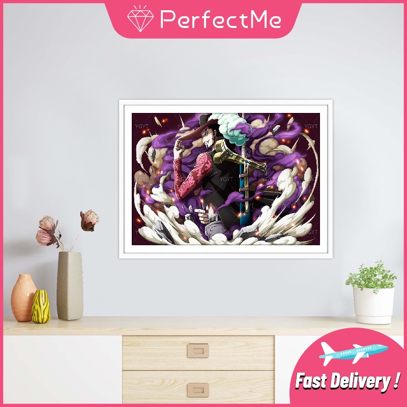 Bộ tranh đính đá tự làm 5D họa tiết One Piece độc đáo cỡ 40x30cm trang trí nhà cửa