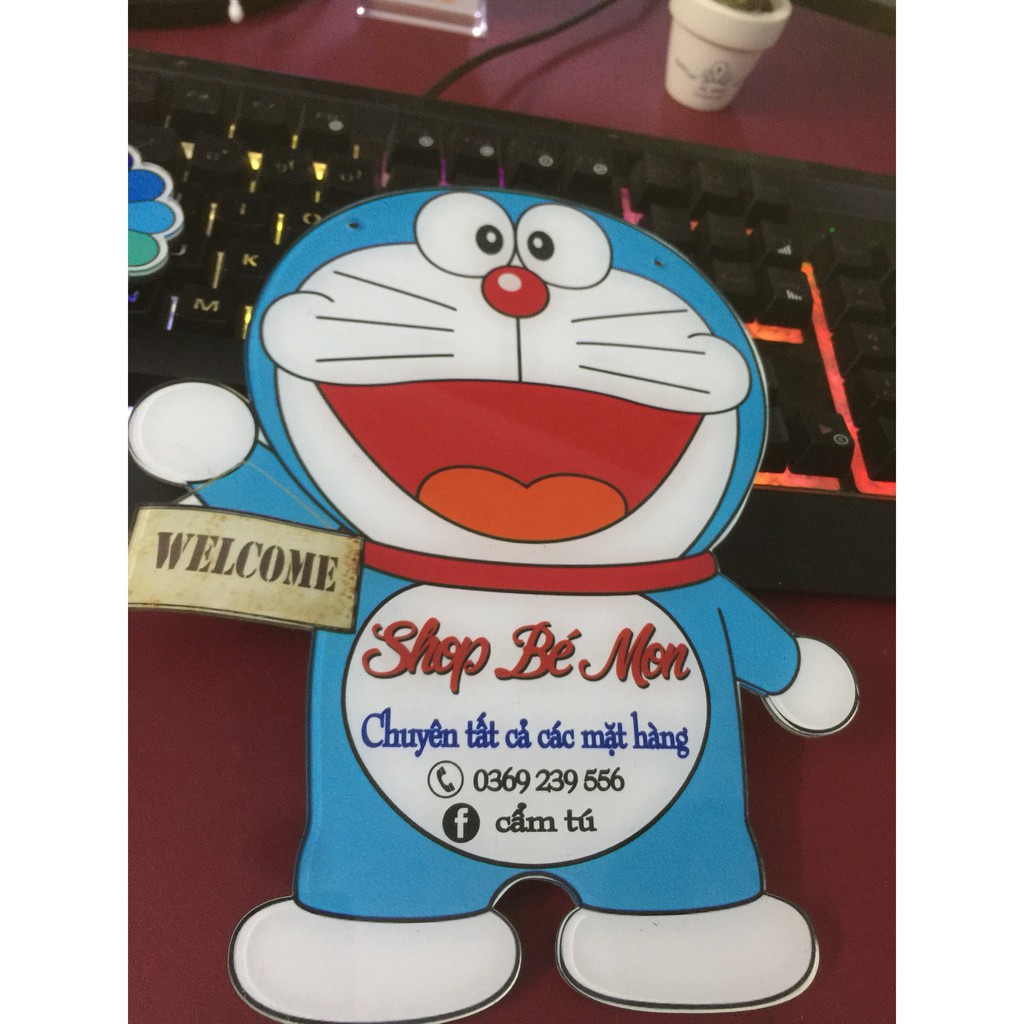 Biển hiệu treo shop - in thương hiệu shop - mẫu Doremon cute - Biển hiệu giá rẻ nhất