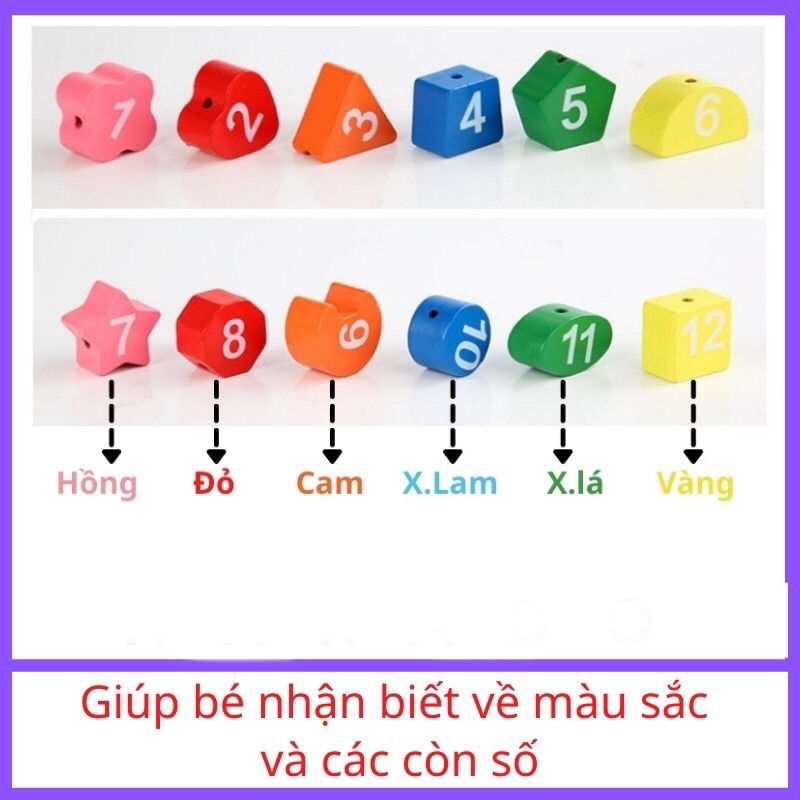 Đồ Chơi Đồng Hồ Xâu Hạt MICLIK Bằng Gỗ Cho Bé - Đồ Chơi Trí Tuệ Thông Minh Cho Bé