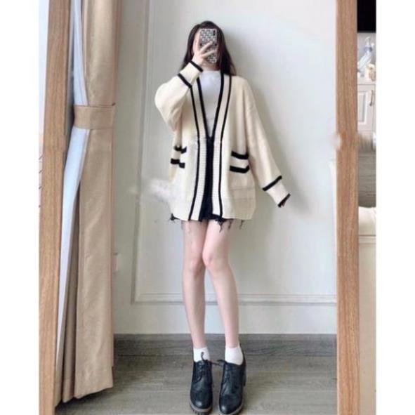 Áo khoác len cardigan LATO, Áo Cadigan Nữ Thu Đông Khoát Ngoài Viền Đen Trắng Hàng Quảng Châu Cao Cấp Đẹp | BigBuy360 - bigbuy360.vn