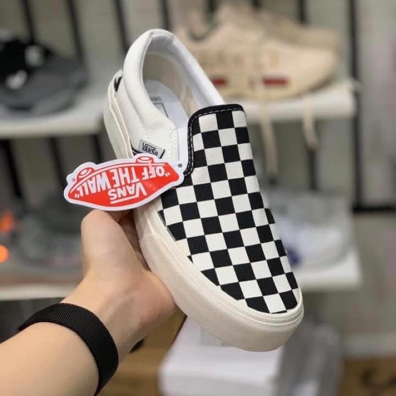 Giày 𝐕𝐀𝐍𝐒 caro buộc dây Cao Cấp- giày lười slipon nam nữ giá rẻ