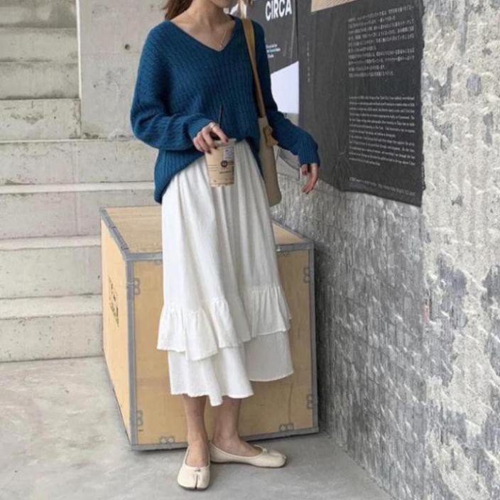 Chân Váy Midi Nữ 🦋 Chân Váy Vạt Bèo 2 Tầng 3 Màu 🦋Kiểu Dáng Dịu Dàng Cá Tính | BigBuy360 - bigbuy360.vn