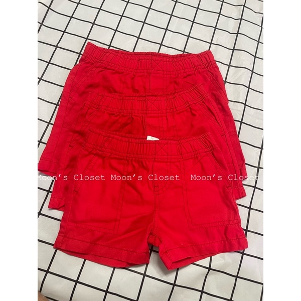 Quần short đỏ trơn Carter size 3m-24m (form to 6-16kg)