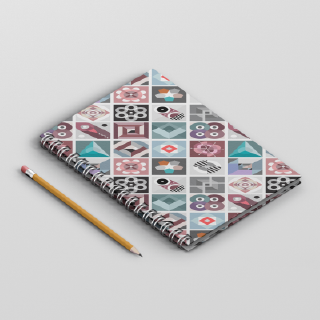 Sổ tay bullet journal trắng trơn, chấm bi, kẻ dòng, caro bìa mềm 180 trang A5 hình ô gạch vintage