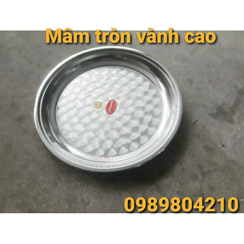 Mâm Inox Tròn Vành Cao,mâm ăn cơm inox 304,Mâm Lễ ,mâm inox đủ size 30/32/36/40/44/48/52/56