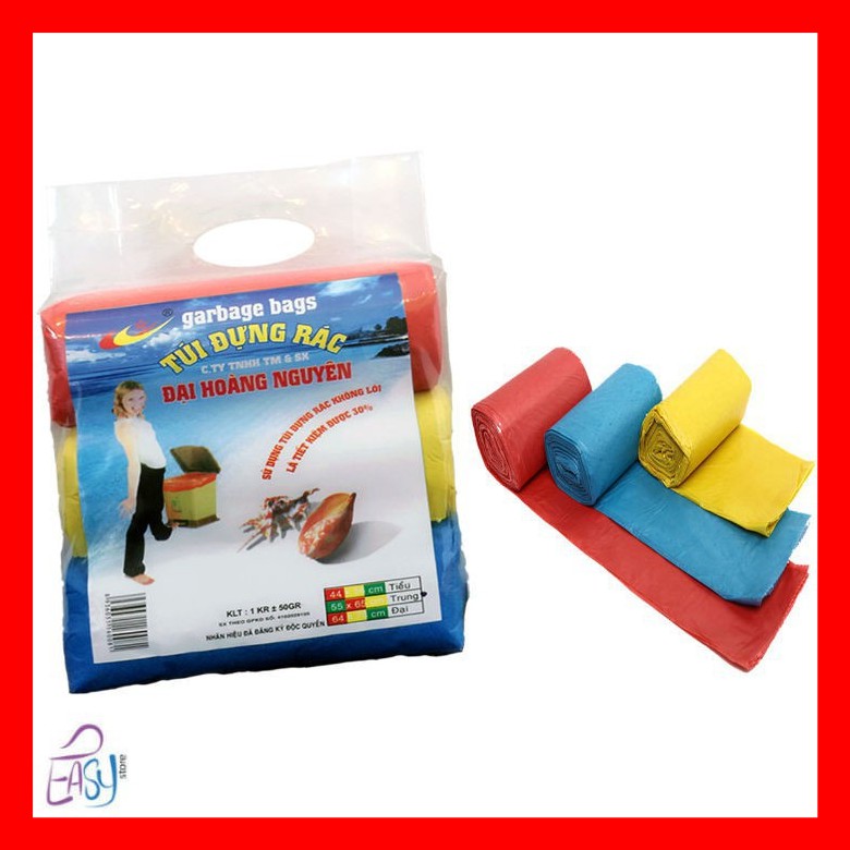 Combo 3 cuộn túi đựng rác siêu tiện lợi (nhiều màu, nhiều size)