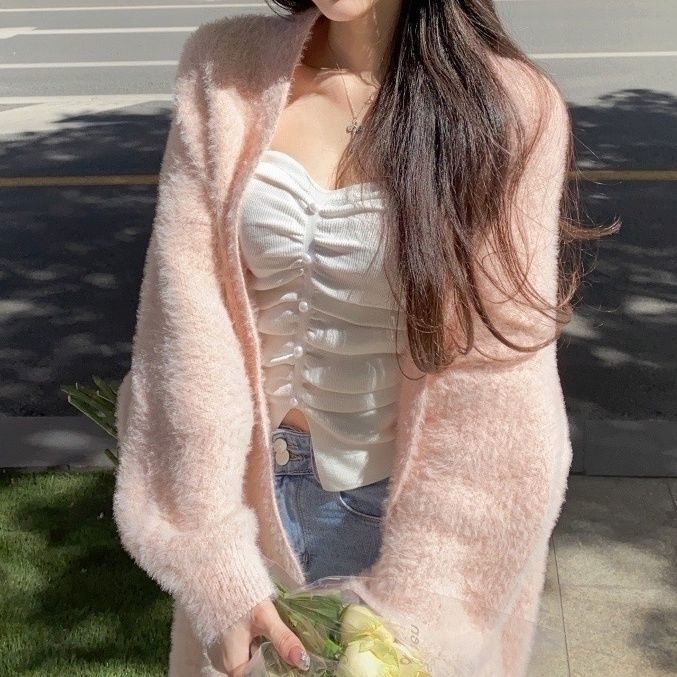 Áo Khoác Len Giả Lông Cừu Dày Dặn Dáng Rộng Dài Trung Bình Thời Trang Thu Đông Cho Nữ