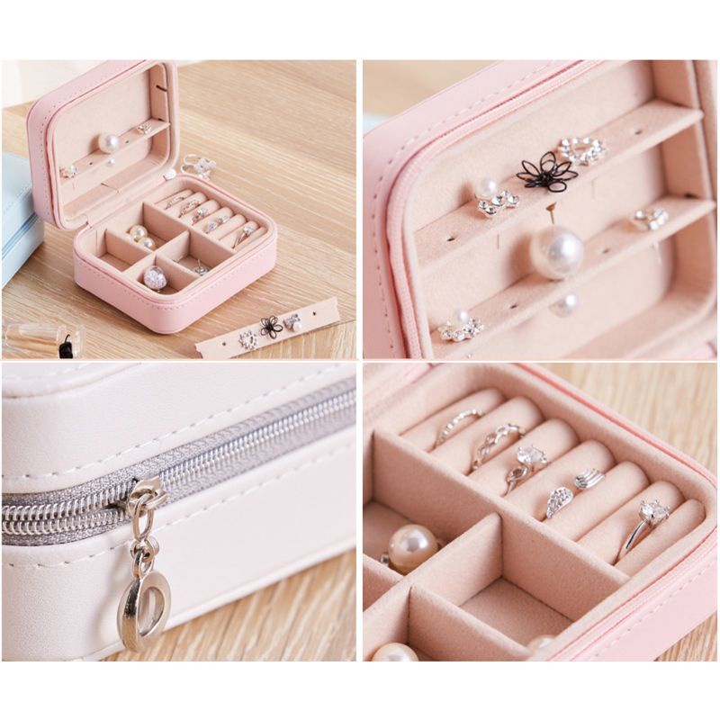 Flgo Hộp Da Đựng Trang Sức Có Khóa Kéo Tiện Dụng Khi Đi Du Lịch