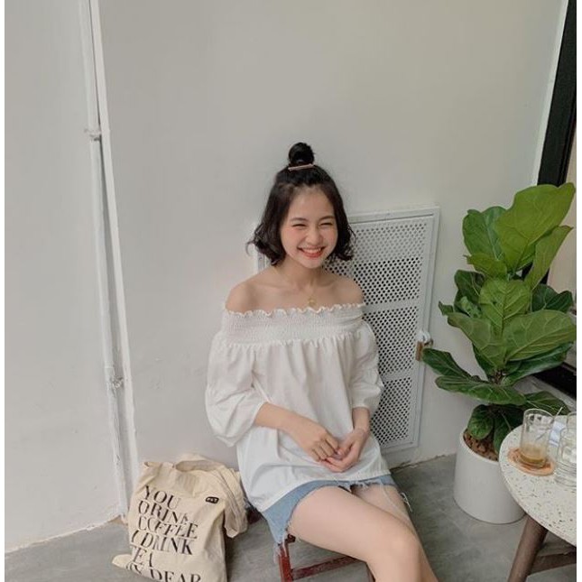 Trễ vai bo chun lưng thắt nơ tk TKA170