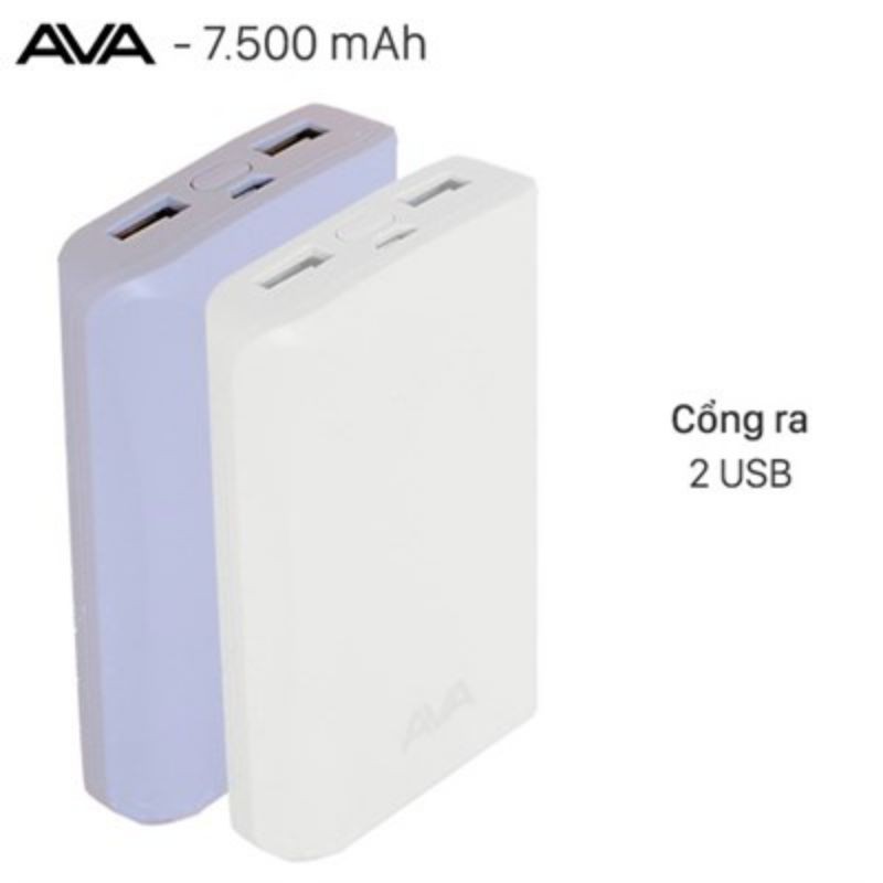 Combo 2 Sạc dự phòng chính hãng AVA dung lượng 7500mha, bảo hành đổi lỗi, nhỏ gọn tiện lợi, chất lượng hơn số lượng