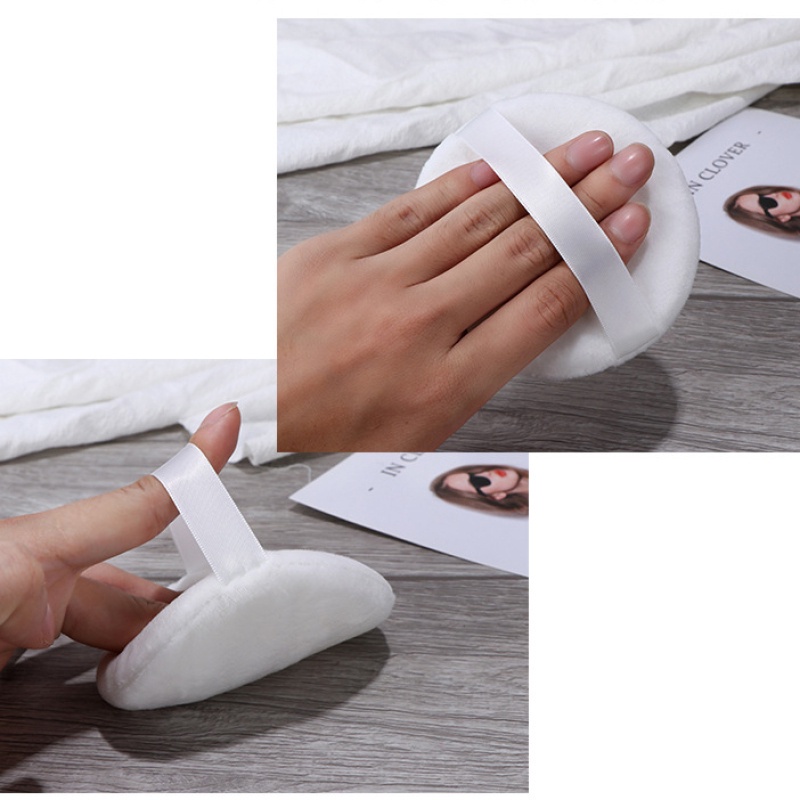 Mút đánh phấn phủ hình tròn kích thước lớn 10.5cm chất liệu bông phế phẩm