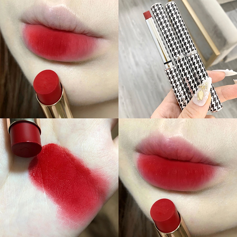 Son Môi Lâu Trôi Không Dính Cốc Thiết Kế Vỏ Màu Đỏ Rượu Vang/ Dâu Tây