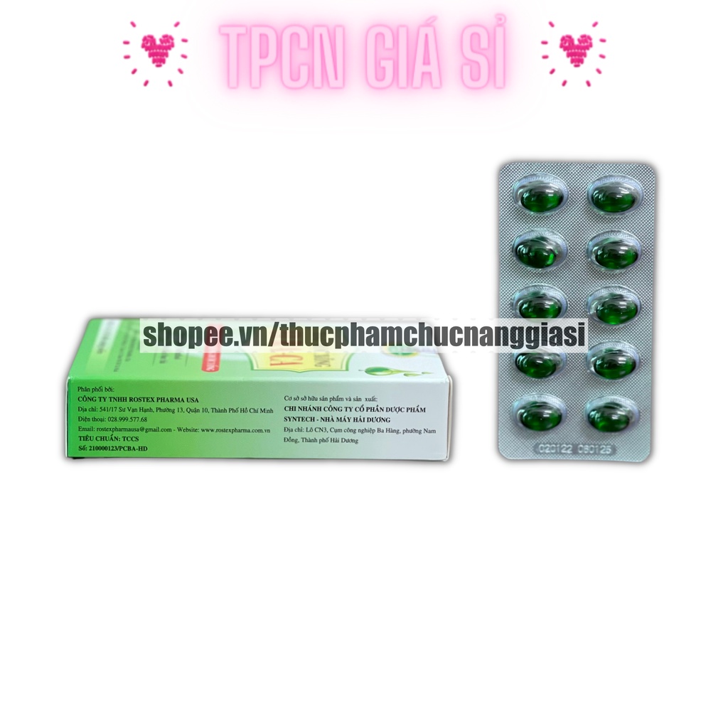 Viên xông thảo mộc, tinh dầu EURA CA tinh dầu bạc hà, hỗ trợ giảm cảm cúm, thông mũi, họng – Hộp 20 viên