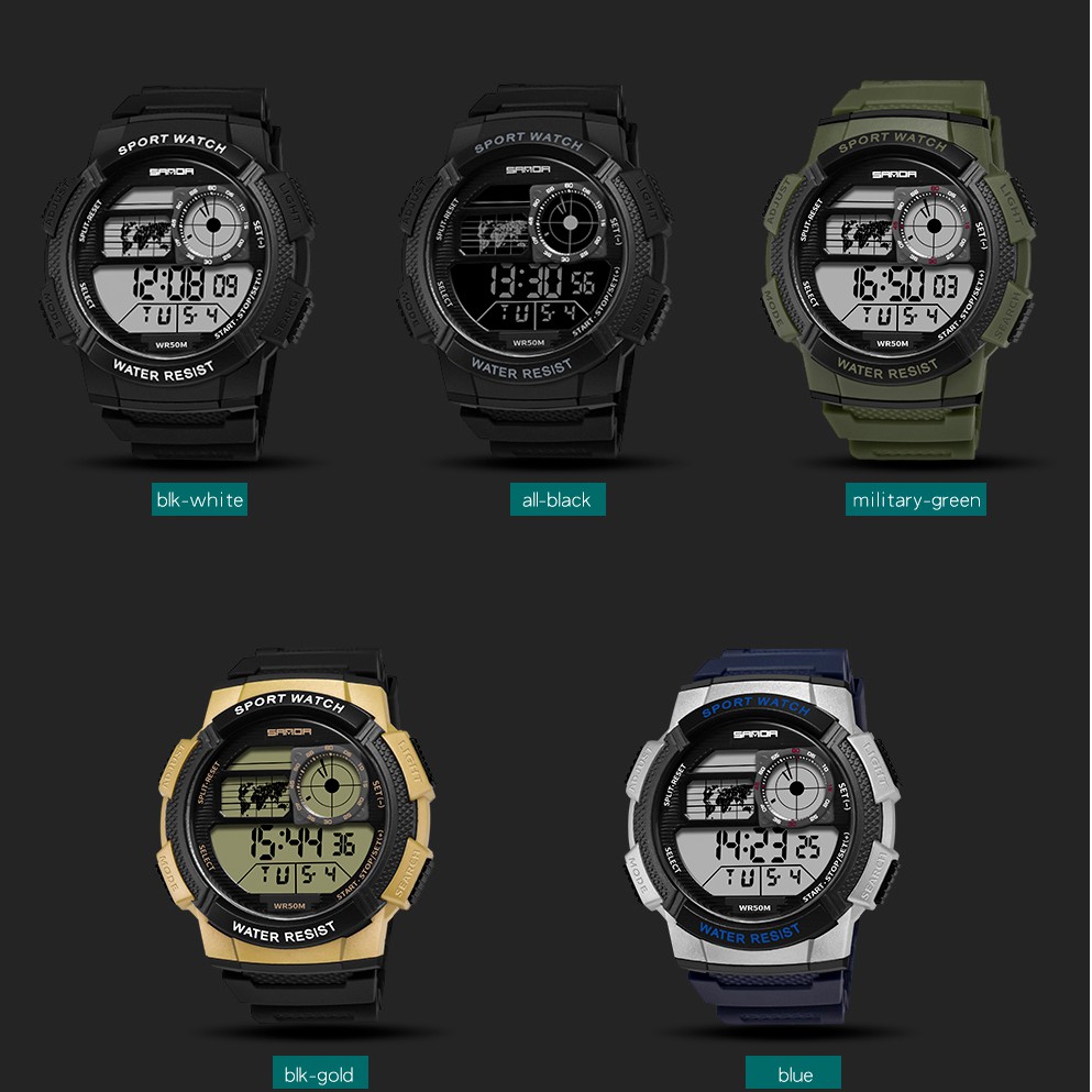 Đồng Hồ SANDA Dành Cho Nam Có Màn Hình Kỹ Thuật Số Đèn LED | BigBuy360 - bigbuy360.vn