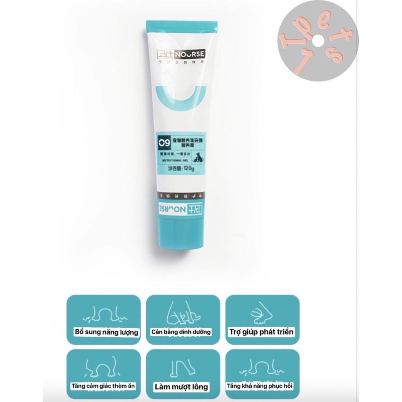 Gel dinh dưỡng NOURSE 09 22 cho mèo kén ăn, búi lông, dưỡng lông - tuýp 120gr