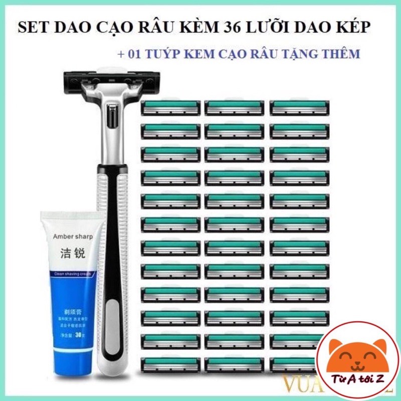 Set dao cạo râu 36 lưỡi ( tặng kèm kem cạo râu)