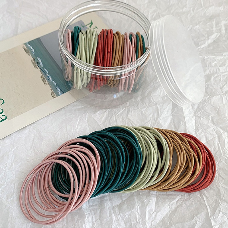 Set 100 Dây Buộc Tóc Cao Su Co Giãn Đơn Giản Thời Trang 2023