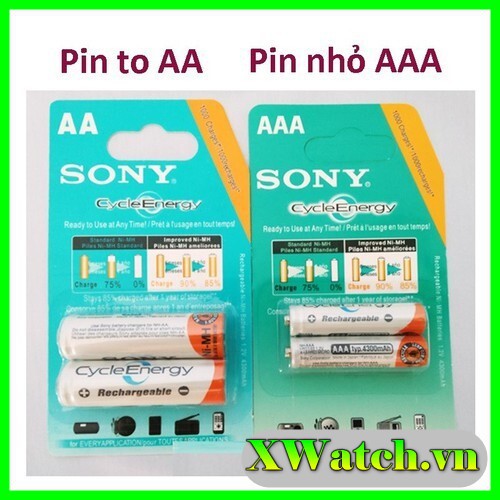 Pin sạc Sony AA/ AAA 1 vỉ 2 viện