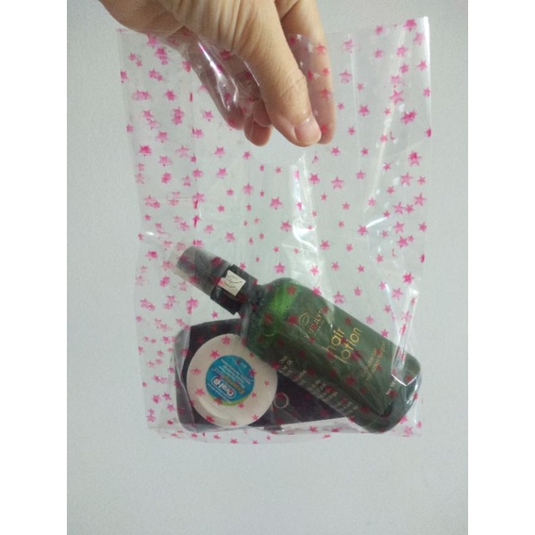 (Size 12*19cm) Xấp 500g túi nilong hột xoài có quai xách PP, túi bóng kiếng in hoạ tiết đựng son, mỹ phẩm, phụ kiện