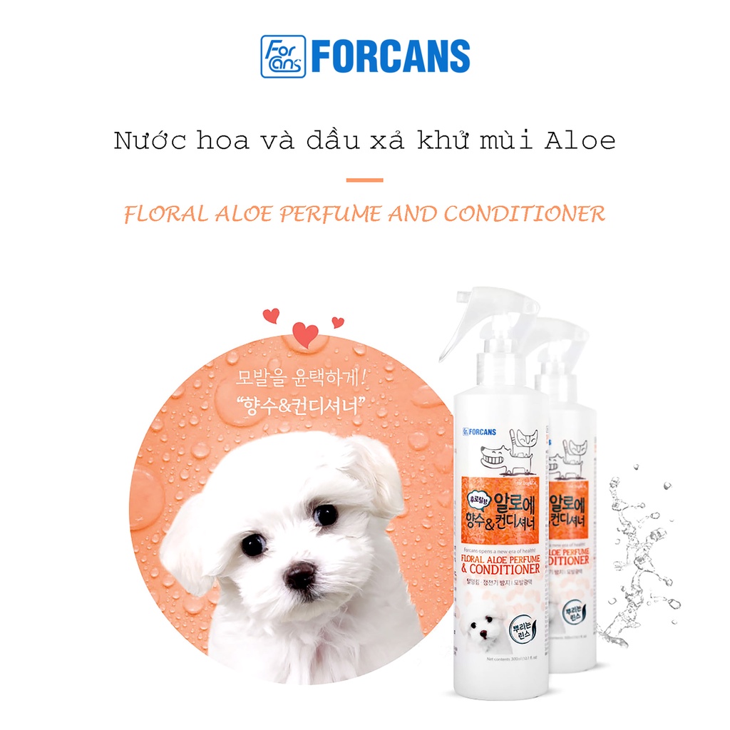 Xịt khử mùi cho chó mèo Forcans 300ml, nước hoa mềm mượt dưỡng lông cún mèo lớn nhỏ con mèo xiêm shop
