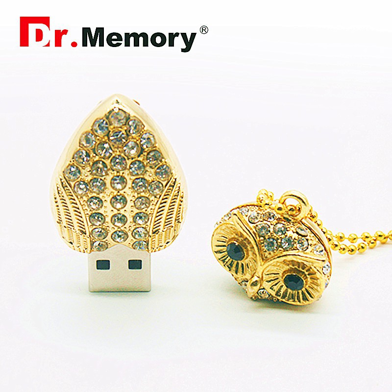 Dây chuyền kim loại mặt hình chim cú tích hợp USB độc đáo