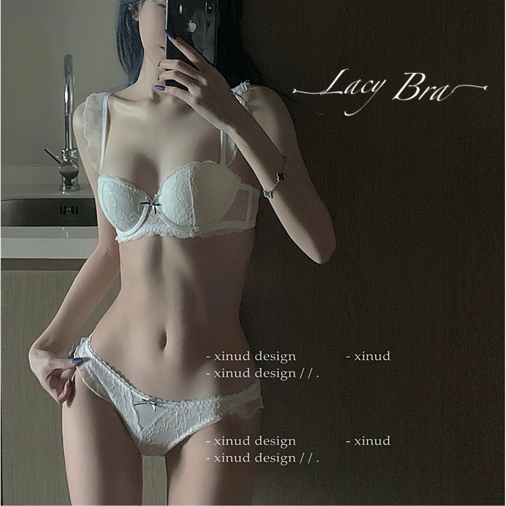 Bộ Đồ Lót Ren Mềm Sexy Có Gọng Đệm Mỏng Quai Bèo Siêu Xinh Lacy Bra - B01