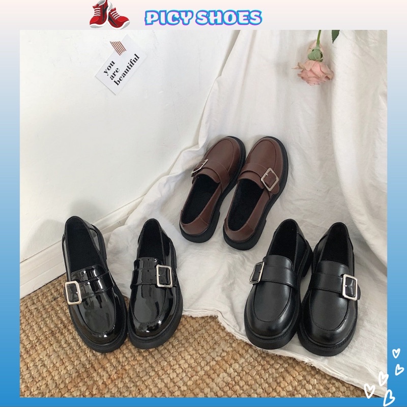 Giày ulzzang nữ búp bê da mềm, giày bệt nữ phong cách vintage hàng fullbox_GD01