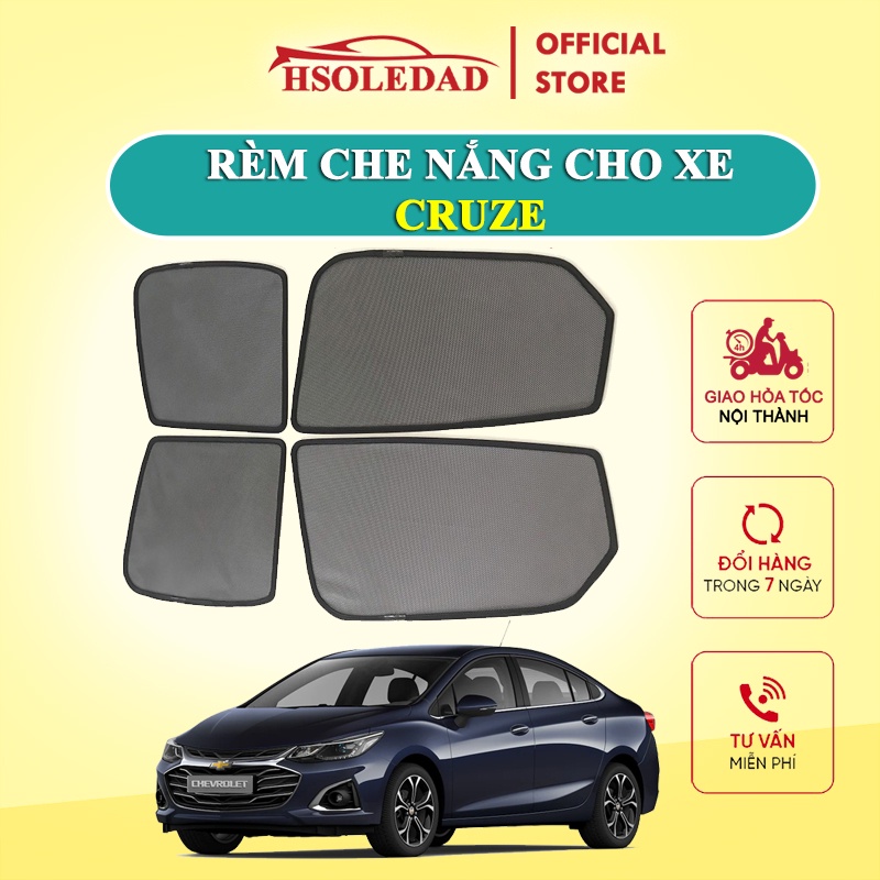 Rèm che nắng nam châm cho xe Chevrolet Cruze, bộ 4 tấm cho 4 cửa, hàng loại 1 cao cấp nhất, vừa khít kính