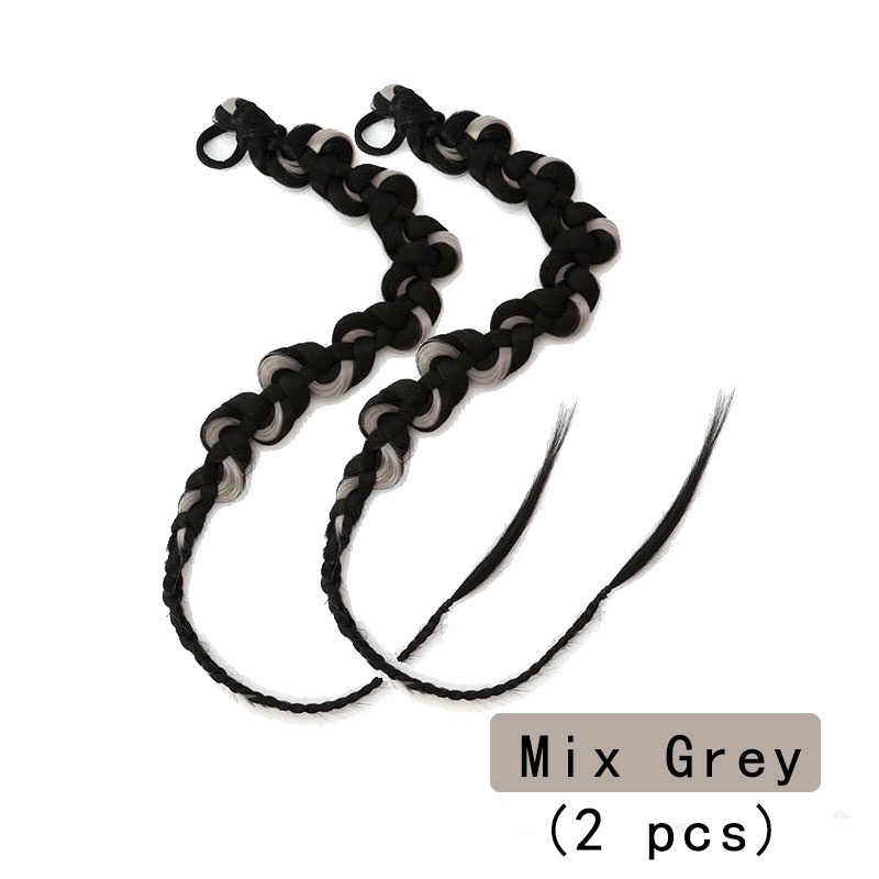 Bộ 2 tóc giả WIGSIN đuôi ngựa dài 70cm màu đen/ hồng/ xám có dây cao su đàn hồi
