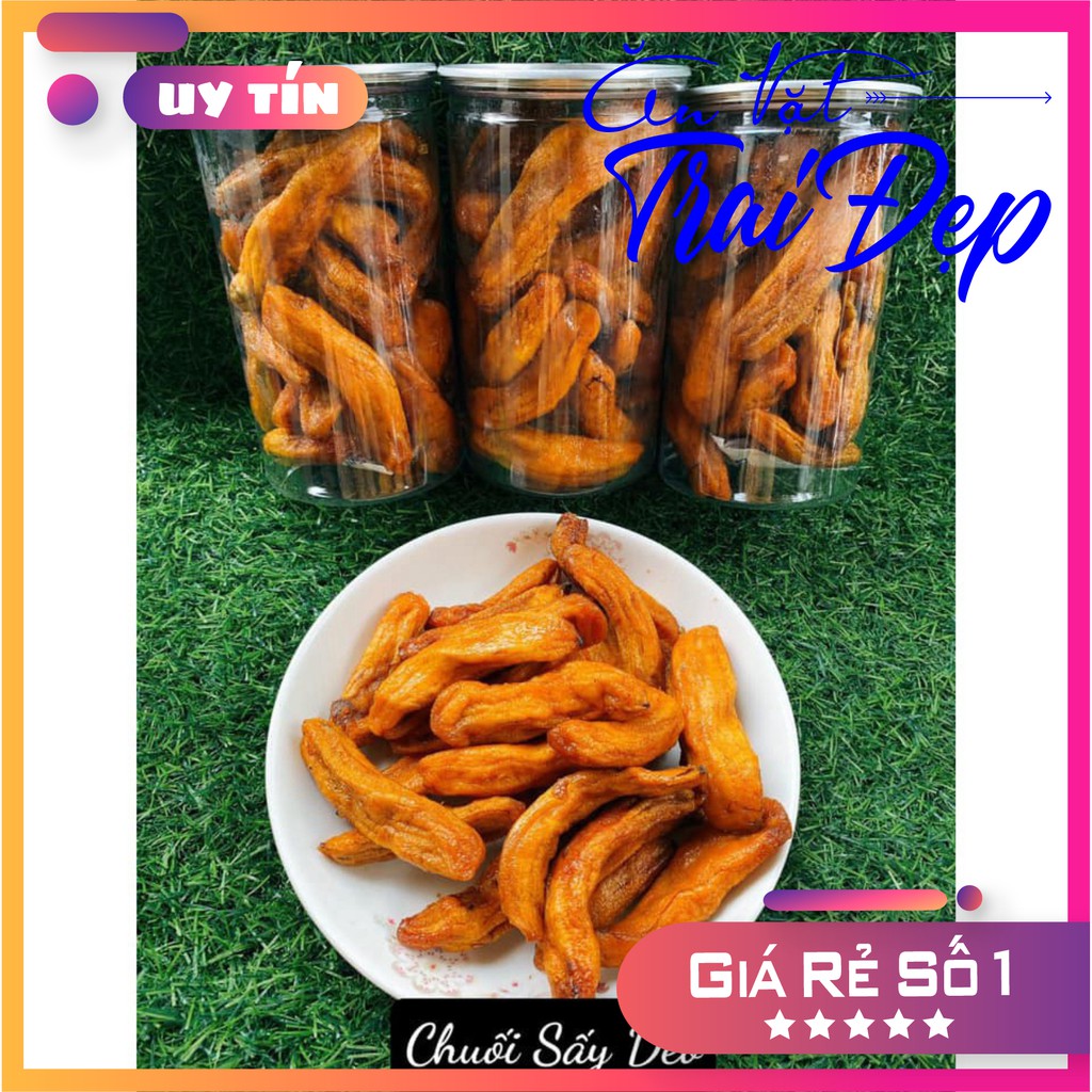 Chuối sấy dẻo Đà Lạt hủ Pet 500g- Trai Đẹp Snack