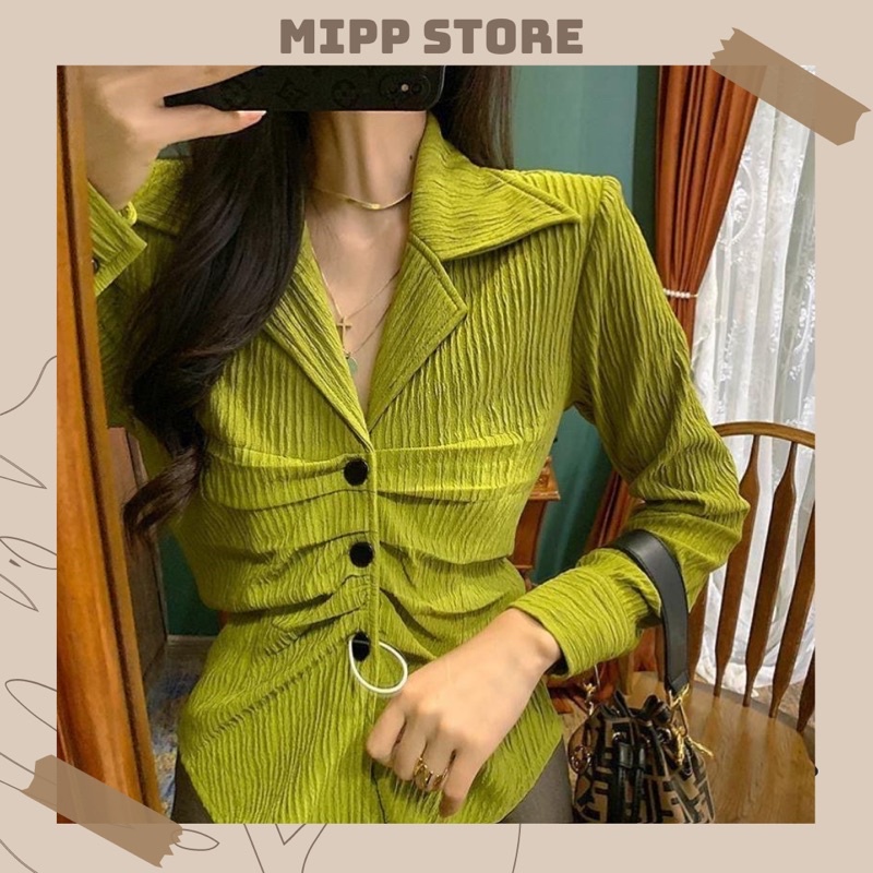 Áo sơmi kiểu xanh hot trend