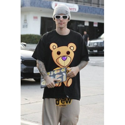 DREW HOUSE 2021ss Smiley Bear Print Justin Bieber The same casual loose short-sleeved T-shirt