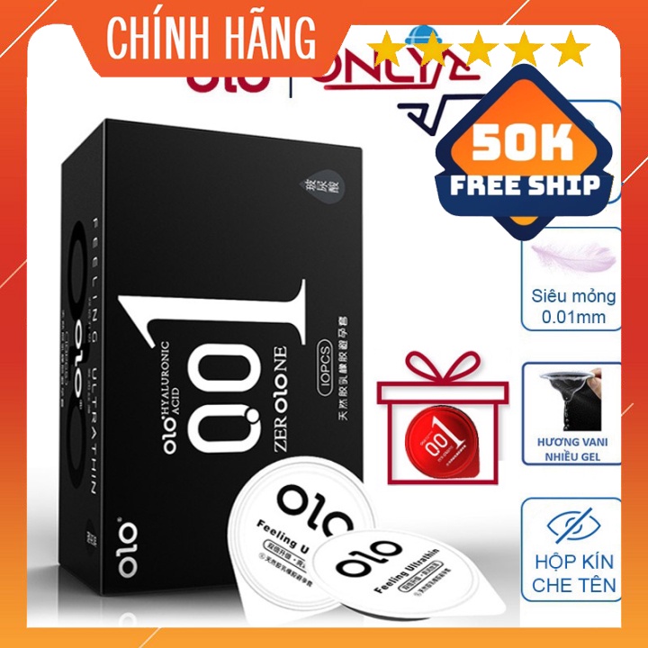 Bao Cao Su OLO 001 Đen Feeling Ultrathin Siêu Mỏng Hộp 10 BCS Tặng BCS OLO Đỏ