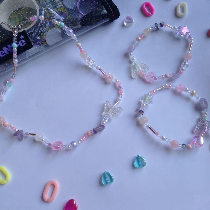Set Choker+ Vòng tay handmade hạt cườm pastel😽😽