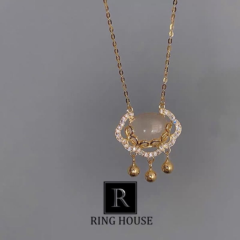 (Titan) N75 Dây Chuyền Nữ Titan Mặt Trắng Ba Chuông May Mắn Đẹp