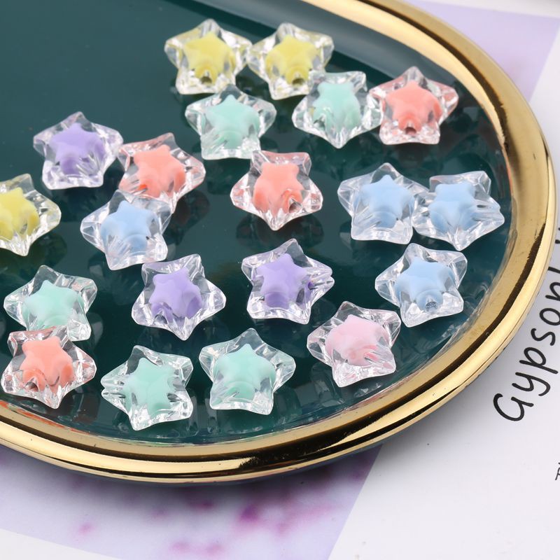 Charms Set 50 Hạt Nhựa acrylic Trong Suốt Nhiều Màu Dùng Làm Trang Sức Thủ Công