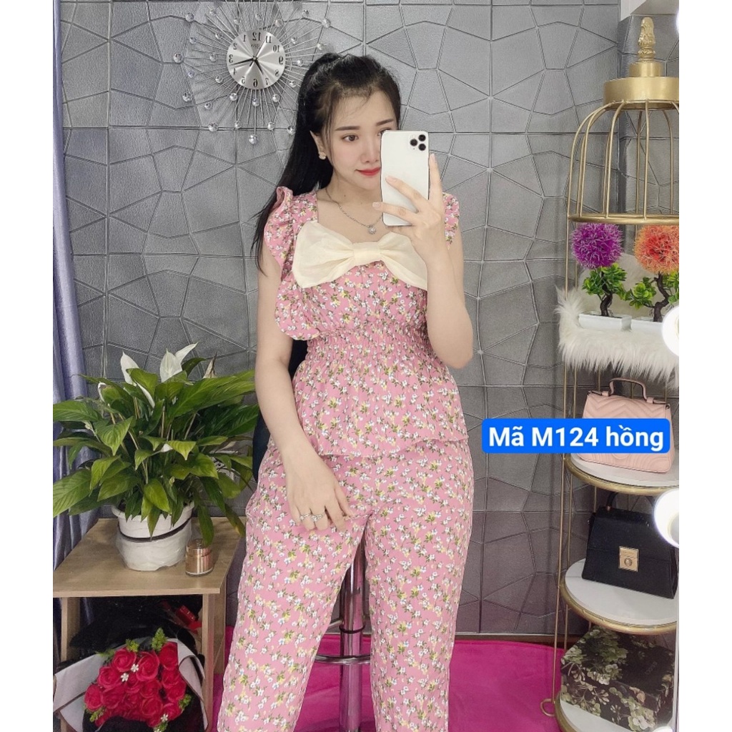 [ Mã M124 ] Set bộ Lụa , Hàng thiết kế phối nơ cực xinh | BigBuy360 - bigbuy360.vn