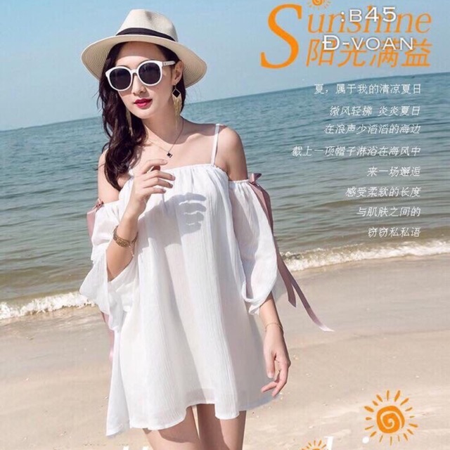 [ Mã FAMAYWA2 giảm 10K đơn 50K] Đầm vol kiểu 2 dây xẻ vai