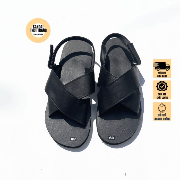 Dép quai hậu nữ nam, SANDALTHOITRANG Sandal nữ đi học A9 Nâu/Đen full size 30-44