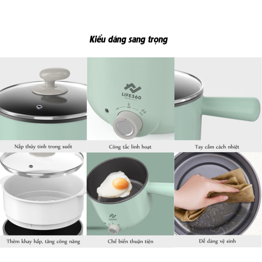 Nồi lẩu điện đa năng Life360 AL-D12L5 Xanh - Hàng chính hãng- Bảo hành 12 tháng