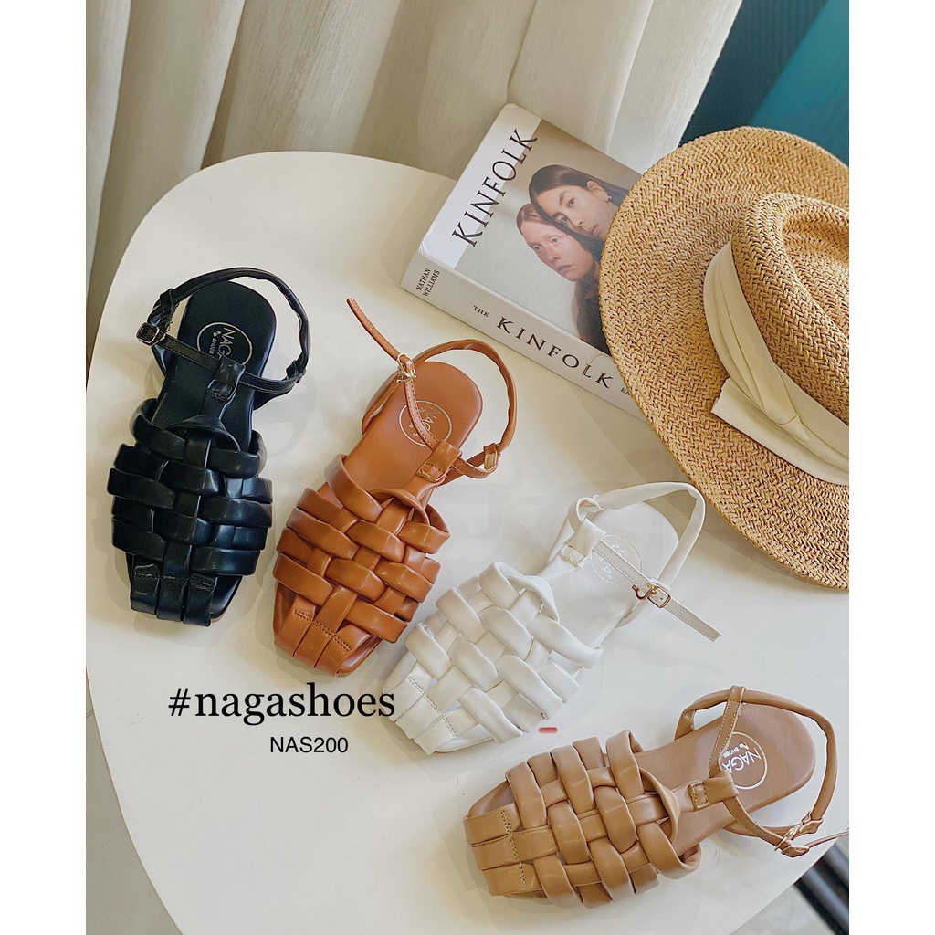 [Mã FAMARAL1 giảm 10K đơn 50K] GIÀY SANDAL NAGASHOES QUAI ĐAN MŨI VUÔNG NAS200