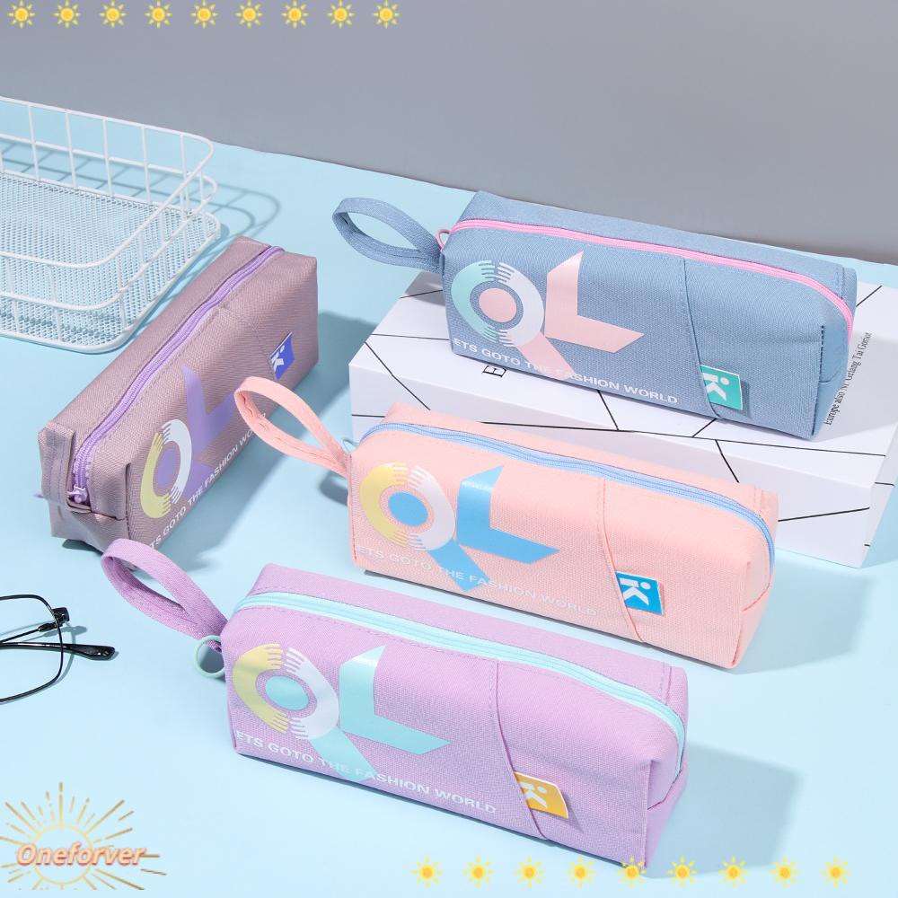 Túi Đựng Bút Bằng Vải Canvas Họa Tiết Hình Học Sức Chứa Lớn