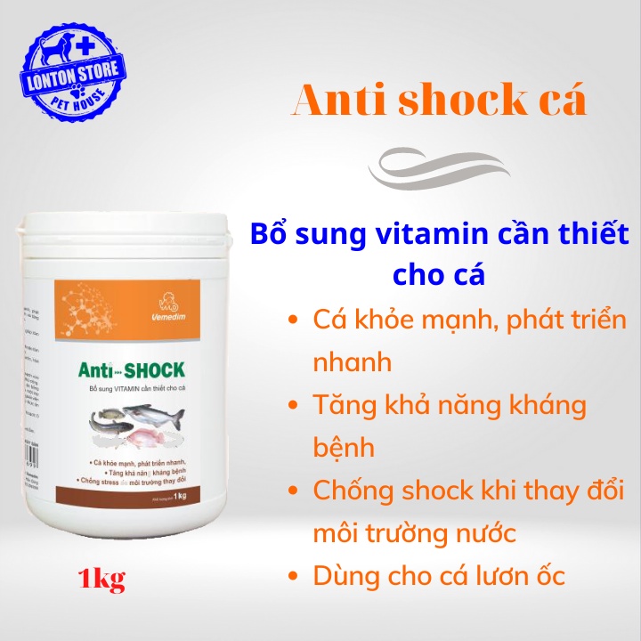 VEMEDIM Anti Shock cá - bổ sung vitamin tăng đề kháng, giúp cá, lươn, ốc khỏe, lon 1kg Lonton store&amp; Vemedim