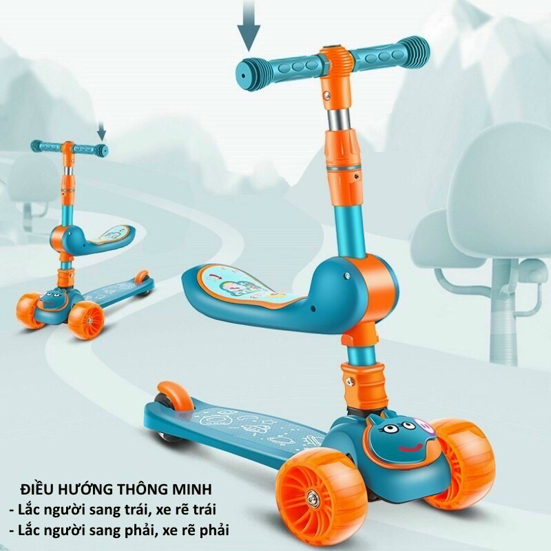 Xe trượt scooter có ghế, đèn nhạc cực hot
