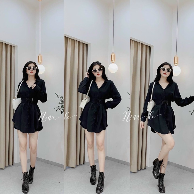 ĐẦM KÈM BELT ĐAN DÂY EO