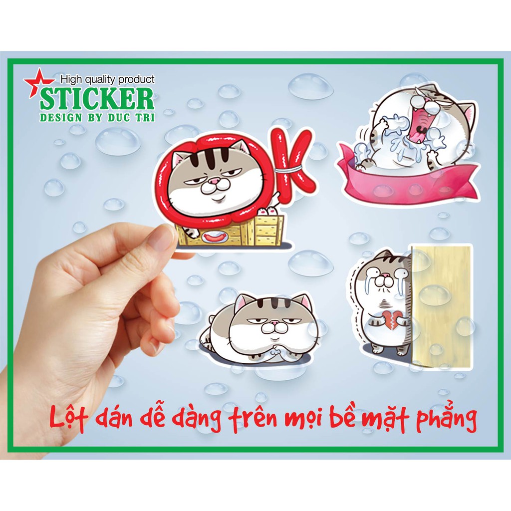 Bộ 40 tem dán Mèo Mập. Sticker chống nước dùng trang trí điện thoại , máy tính bảng , máy tính PC laptop , xe đạp...