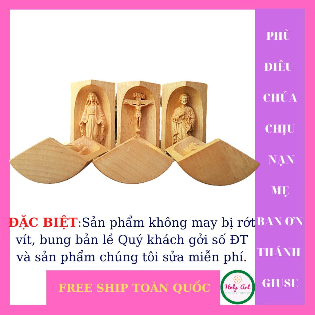 Tượng me ban ơn-CHÚA CHỊU NẠN-THÁNH GIUSE [HOLY ART] BẰNG GỖ, CAO 10x 7cm [FREE SHIP TOÀN QUỐC] BÀN THỜ CÔNG GIÁO MINI