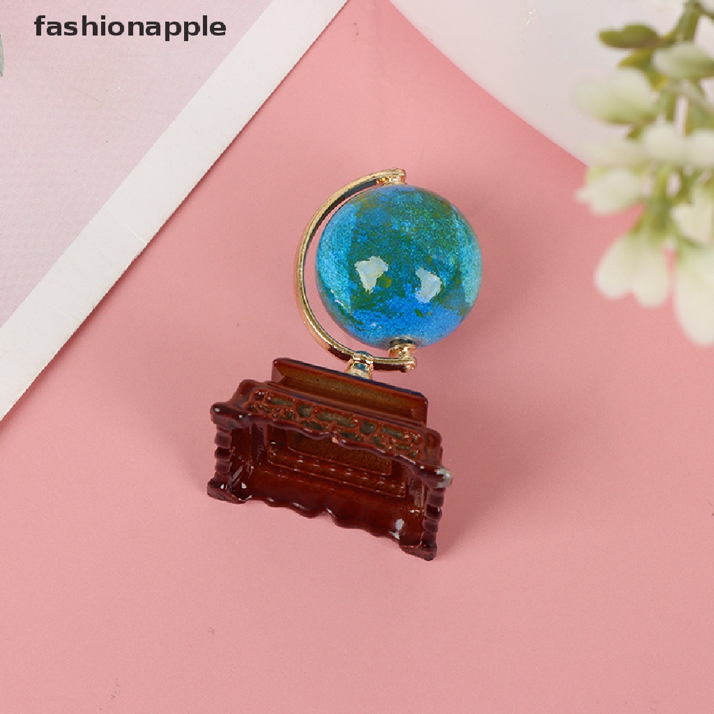 1 quả địa cầu kim loại màu xanh dương mini tỉ lệ 1:12 trang trí nhà búp bê
