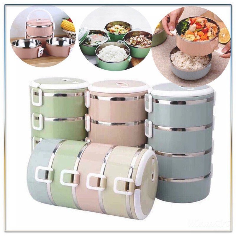 Cặp lồng, hộp đựng cơm giữ nhiệt 4 ngăn lúa mạch, lõi inox cao cấp bảo quản thực phẩm, đảm bảo sức khỏe
